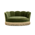 Clara 34.5" Scalloped Pet Sofa Bed, Medium, Olive