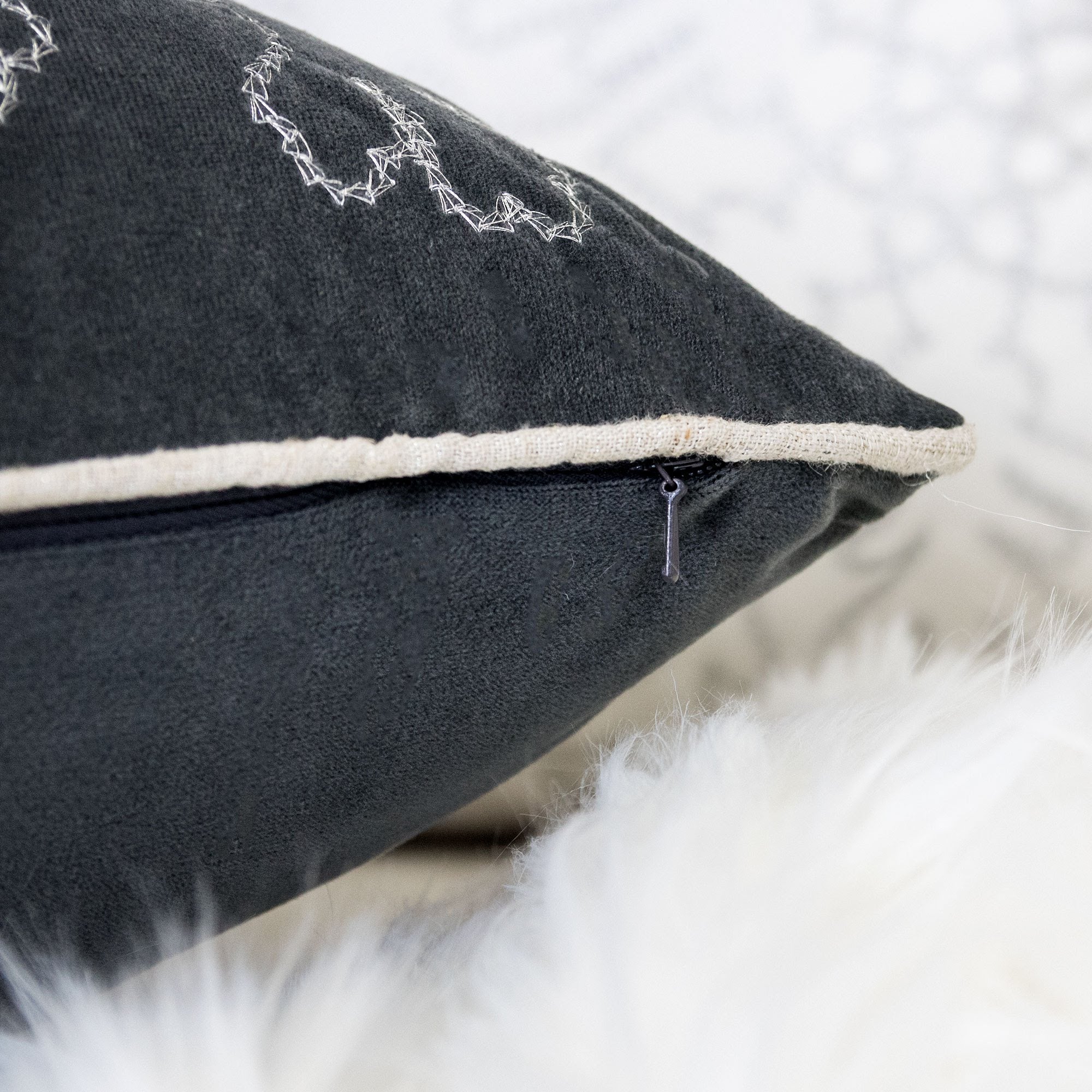 Gray Velvet Holiday Throw Pillow 20x20