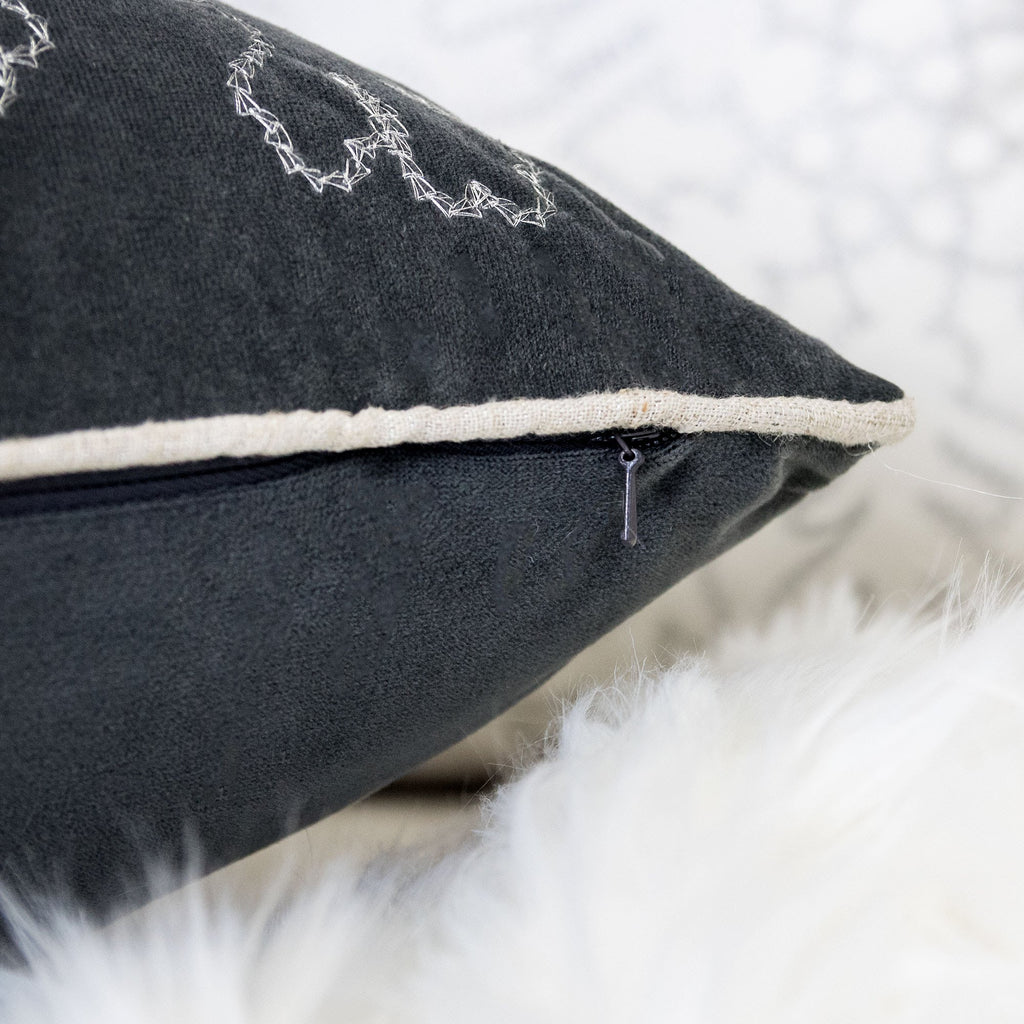 Gray Velvet Holiday Throw Pillow - 20x20