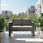 52" All-Weather Metal Loveseat Patio Sofa with Thick Cushions