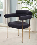 Set of 2 Boucle Fabric Kitchen Dining Chairs with Armrest