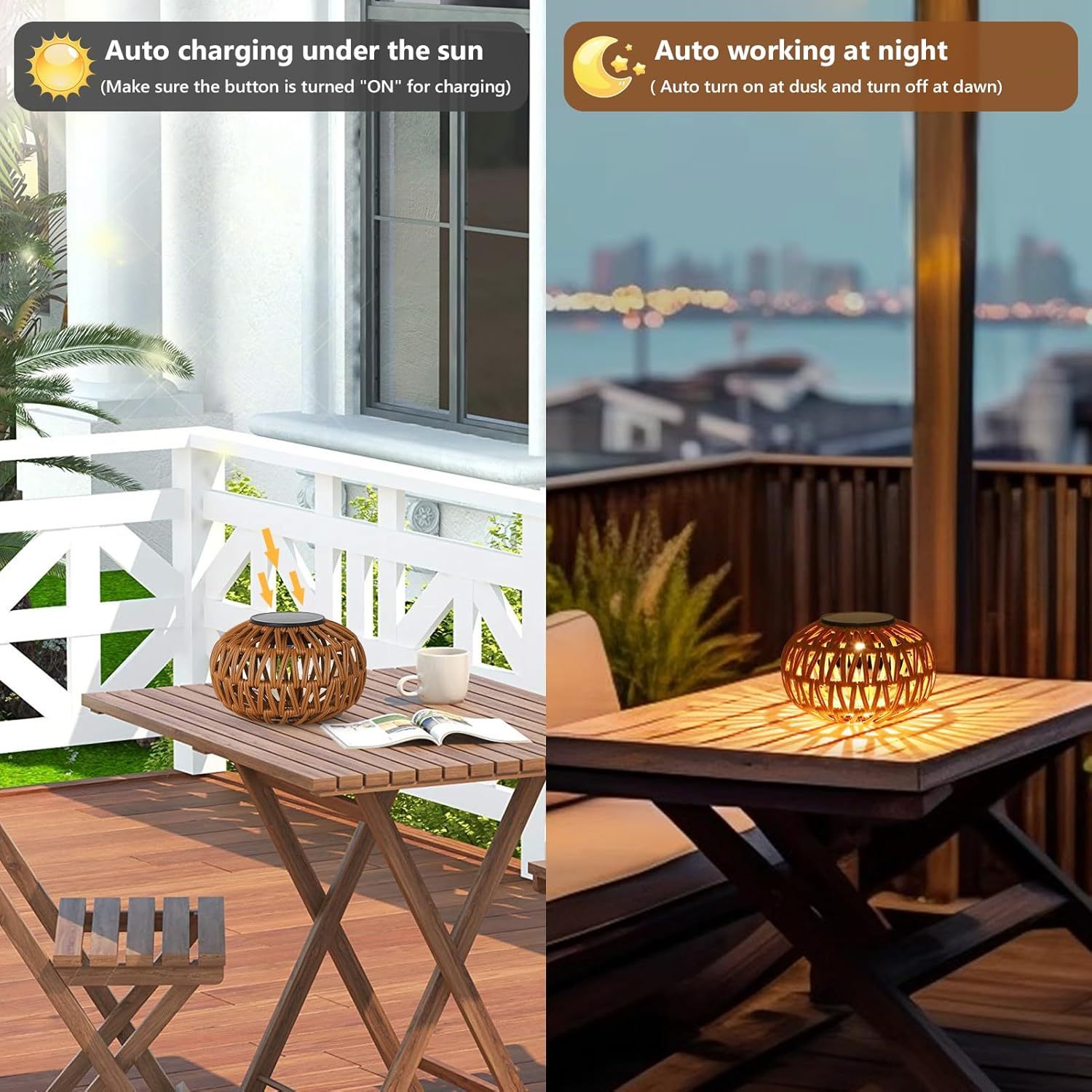 2 Pack Solar Lanterns Outdoor Waterproof Table Lamp Decor