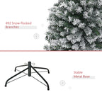 HOMCOM 6' Tall Unlit Snow-Flocked Slim Artificial Christmas Tree