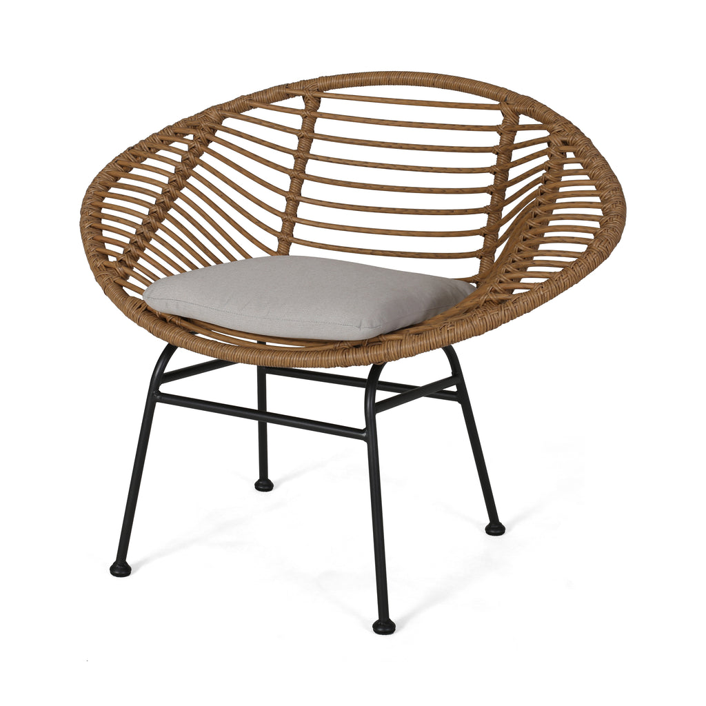 Engle Outdoor Woven Patio Chair with Cushions (Set of 2)