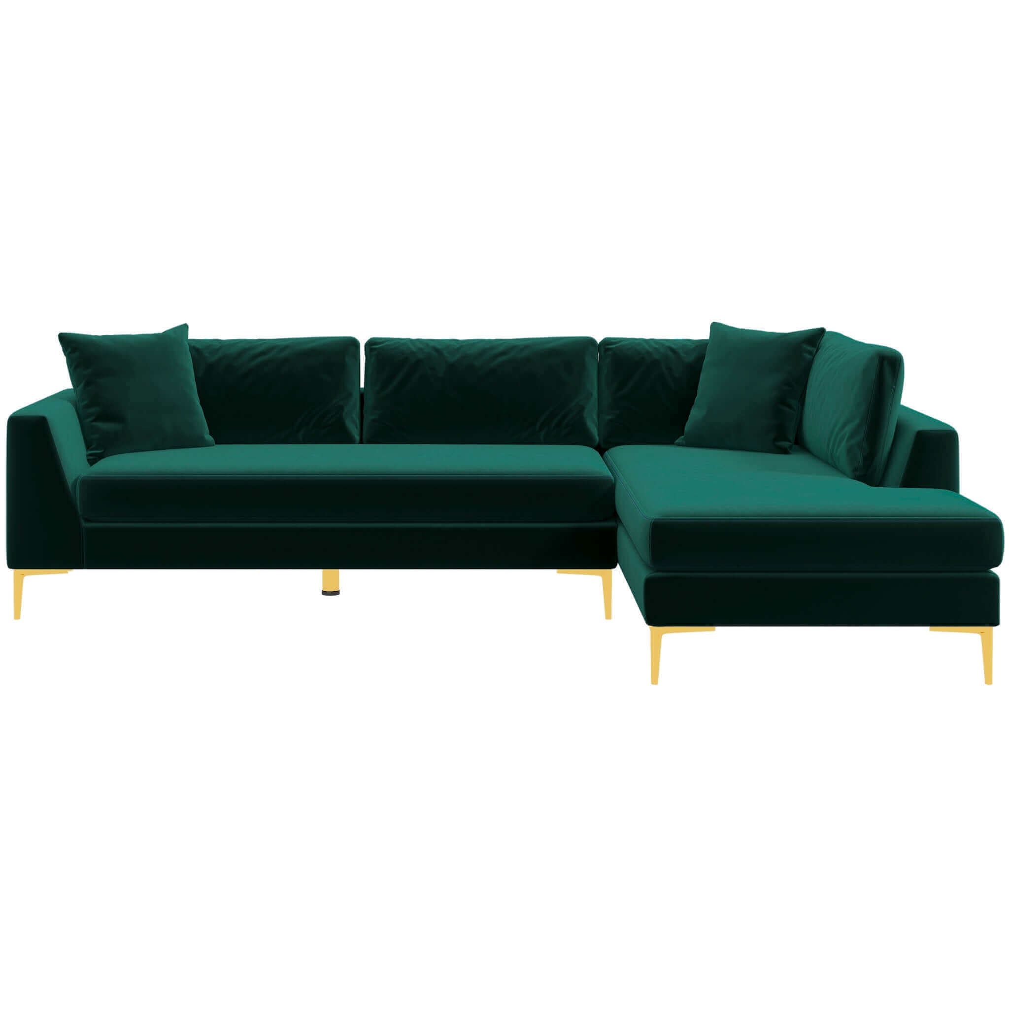 Mano L-Shaped Velvet Sectional Sofa In Green Right Facing