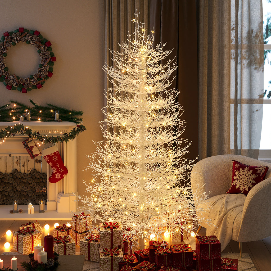 6-Foot Pre-Lit Aspen Fir Artificial Christmas Tree, White, 420 Warm Lights