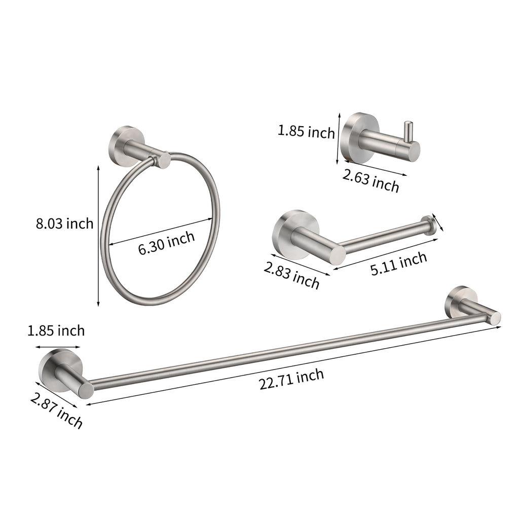 4-Pack Bathroom Accessories Set in Brushed Nickel