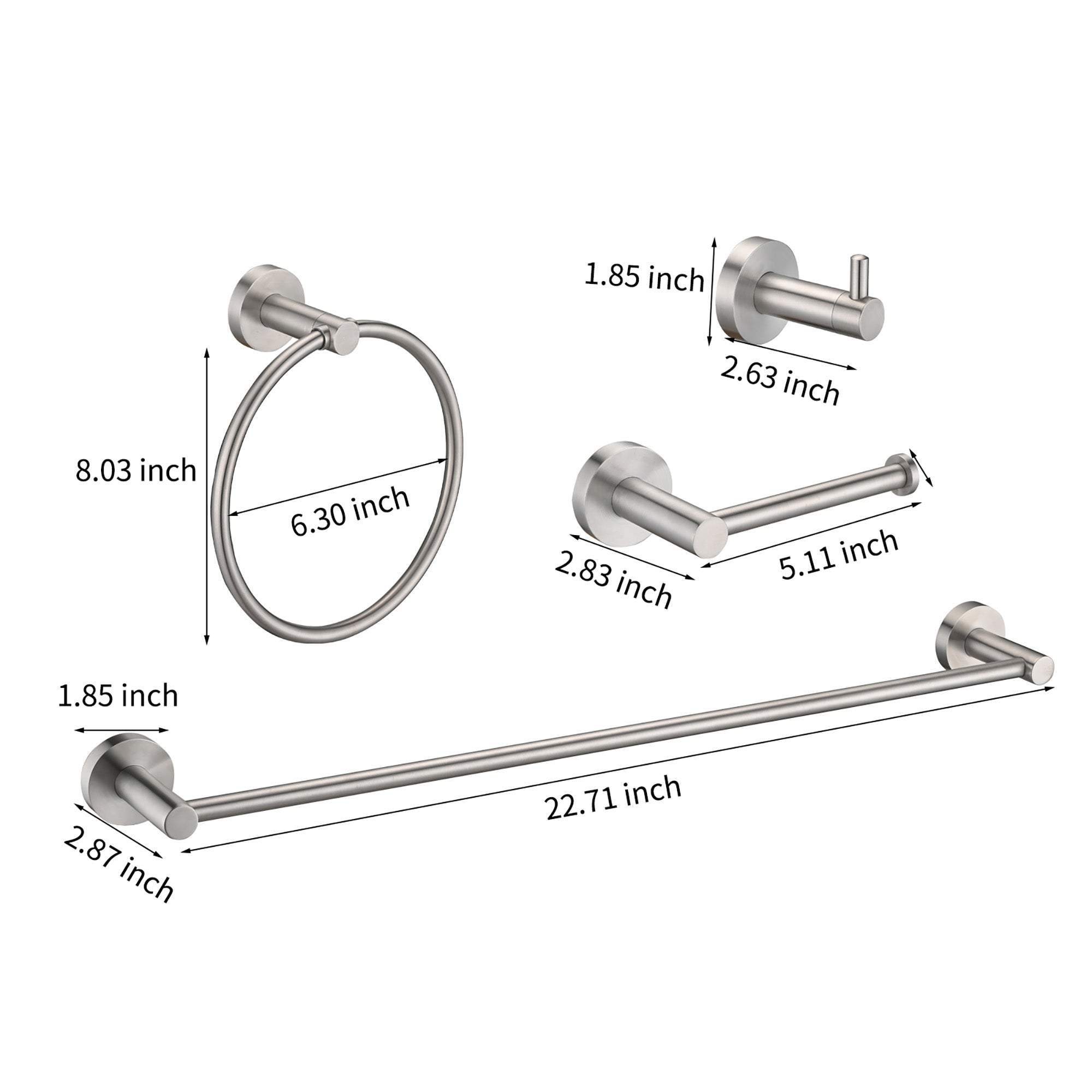 4-Pack Bathroom Accessories Set in Brushed Nickel