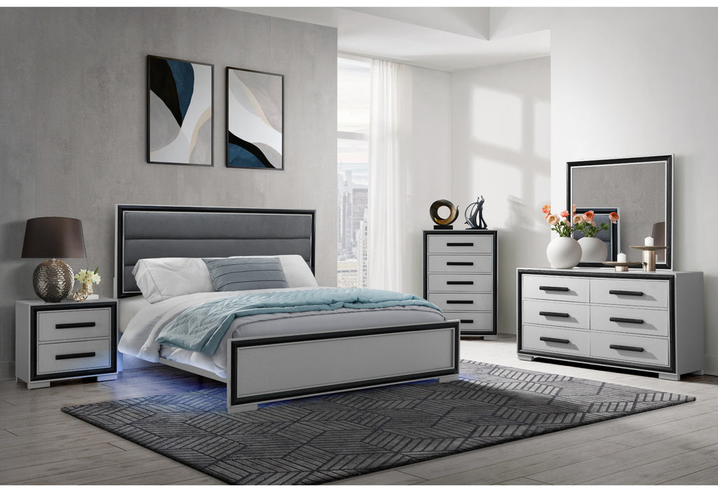 Adelaide Nightstand, 2-Drawer, Solid Wood and MDF, Black and Gray