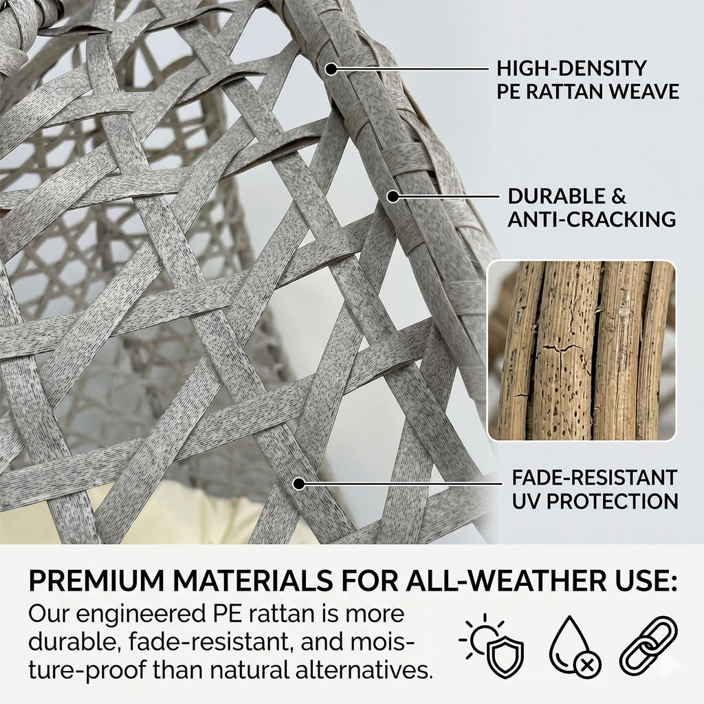 Folding PE Rattan Hanging Egg Chair with Stand