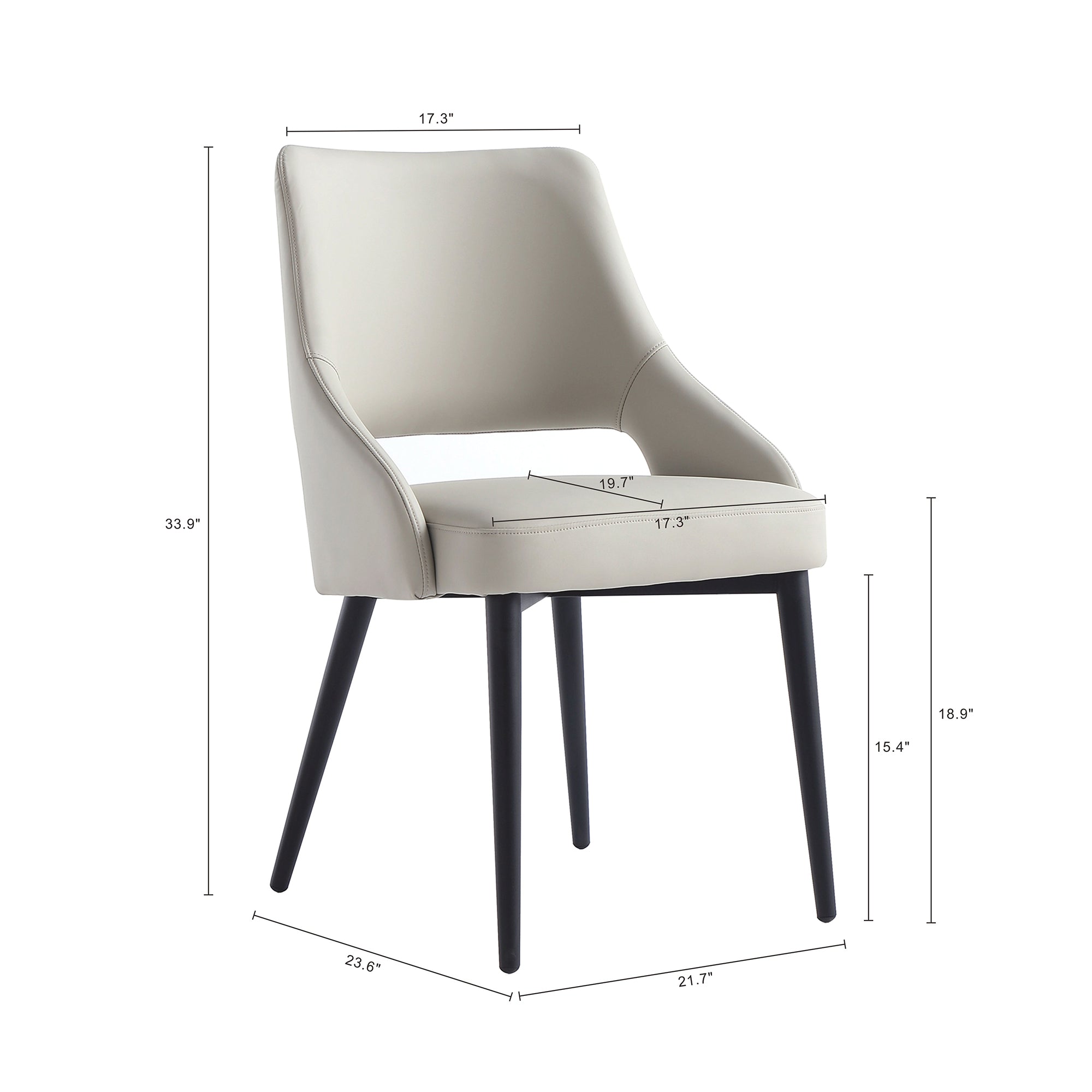 Tremont Metal Vegan Leather Dining Chair in Stone