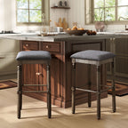 Arnhem Wood Upholstered Bar Stools, Set of 2