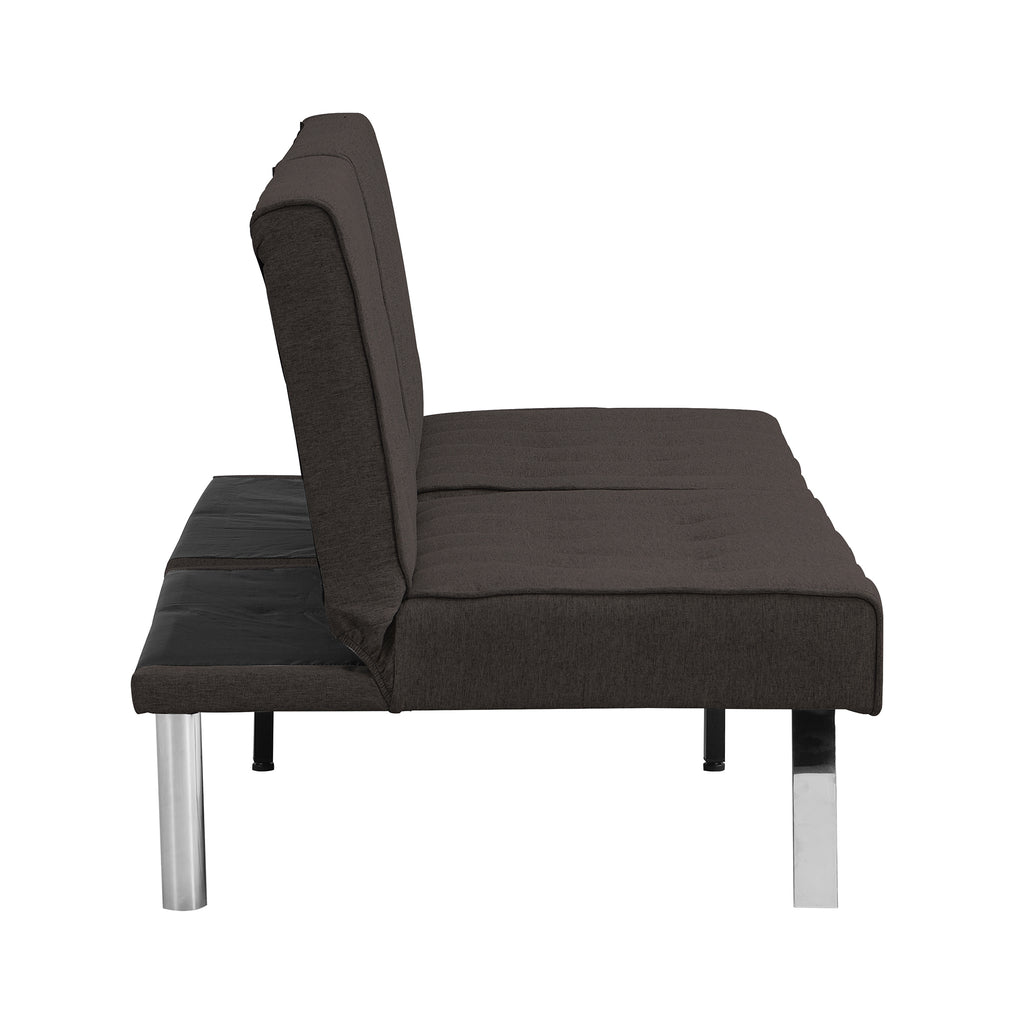 Wood Frame Stainless Leg Futon Sofa Bed