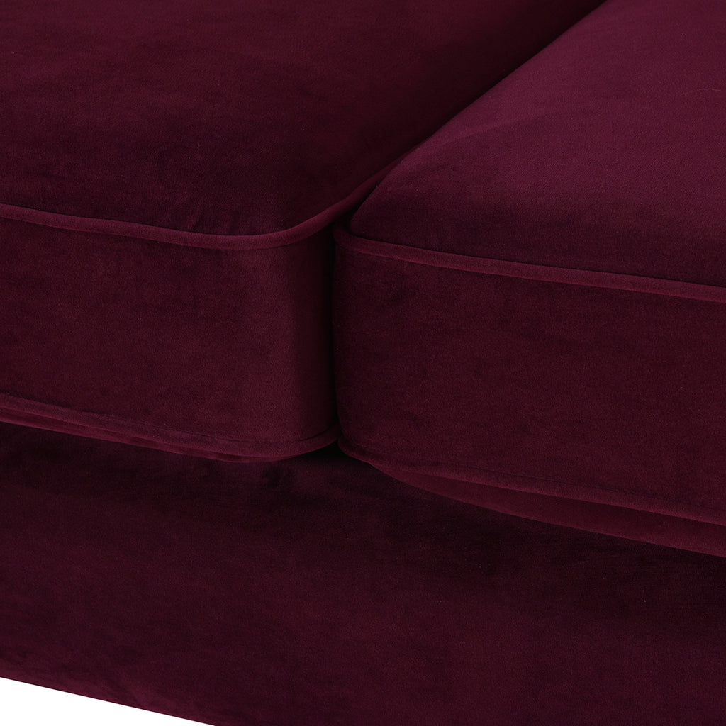 Jack 84" Modern Tuxedo Tufted Sofa, Burgundy Velvet