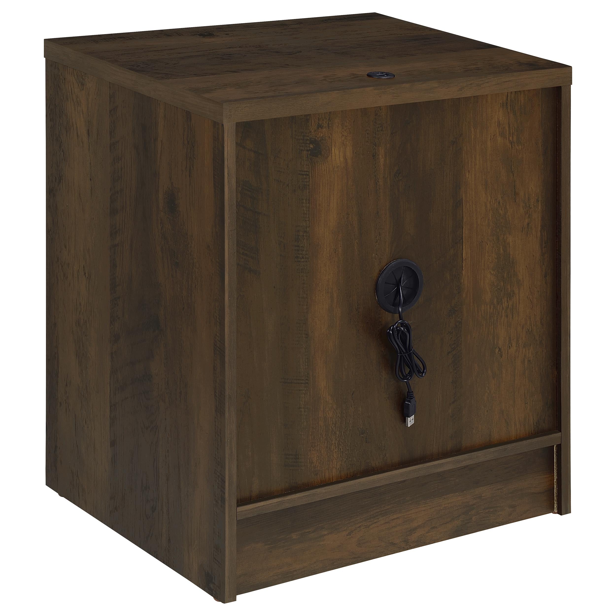 Geary Dark Pine 2-Drawer Nightstand with LED Lights and USB