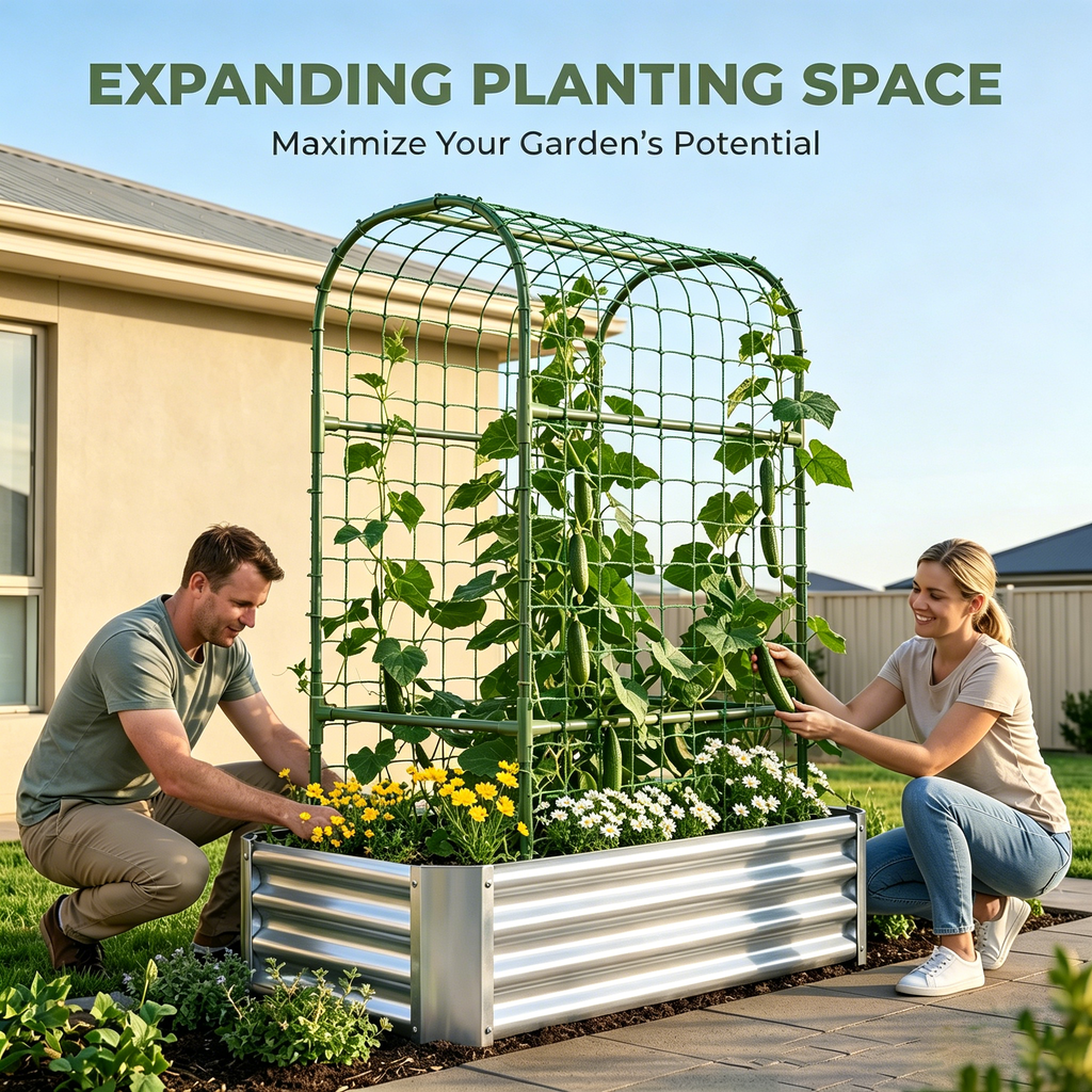 2-in-1 Raised Garden Bed with Trellis