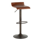 Barstool in Antique Metal and Faux Leather