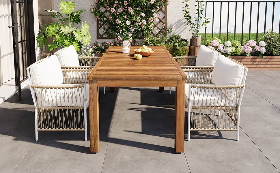 TOPMAX Patio 5pcs Wooden Dining Table Set