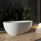 59 Inch Freestanding Egg Shape Solid Surface Bathtub