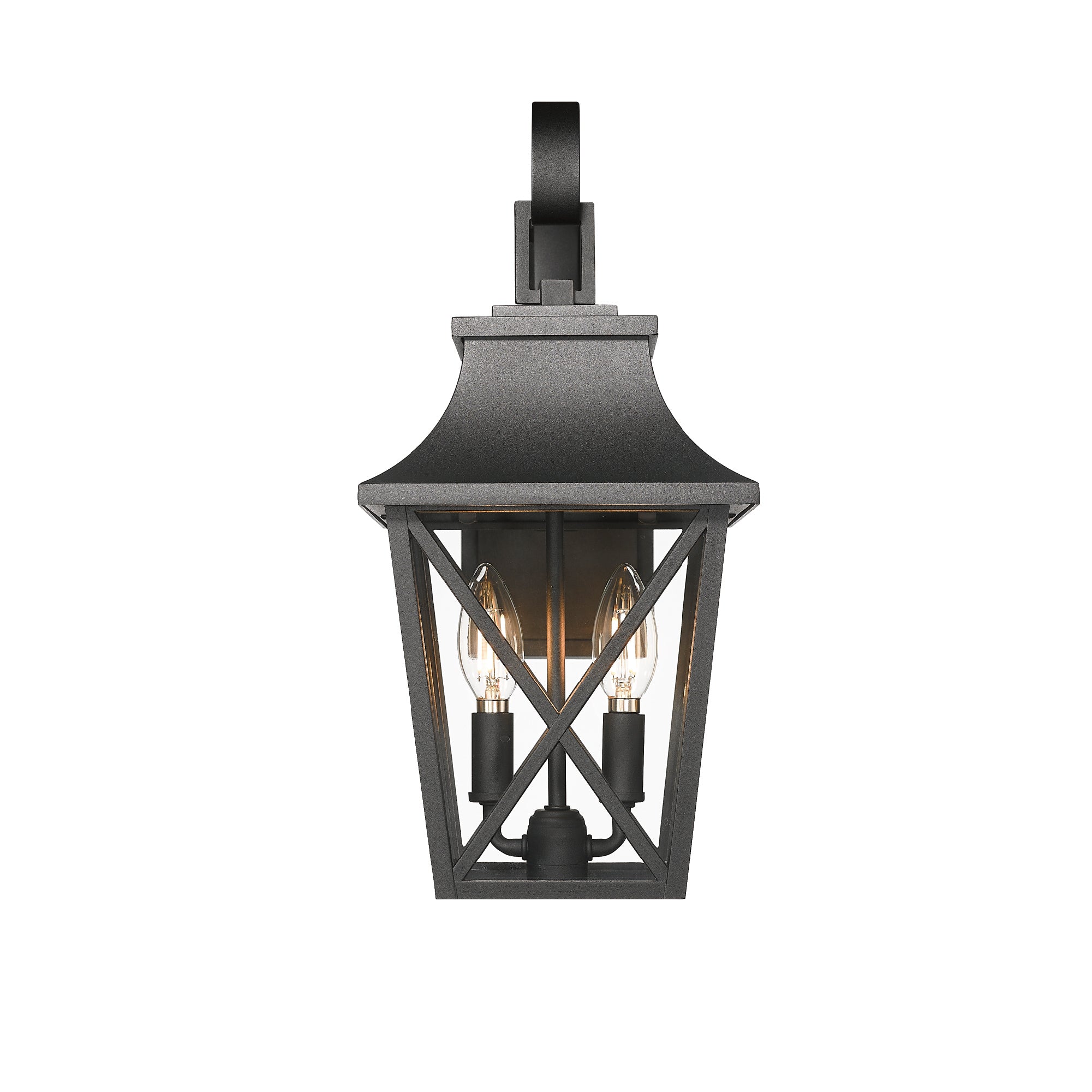 Black Outdoor Wall Lantern 2-Light Set