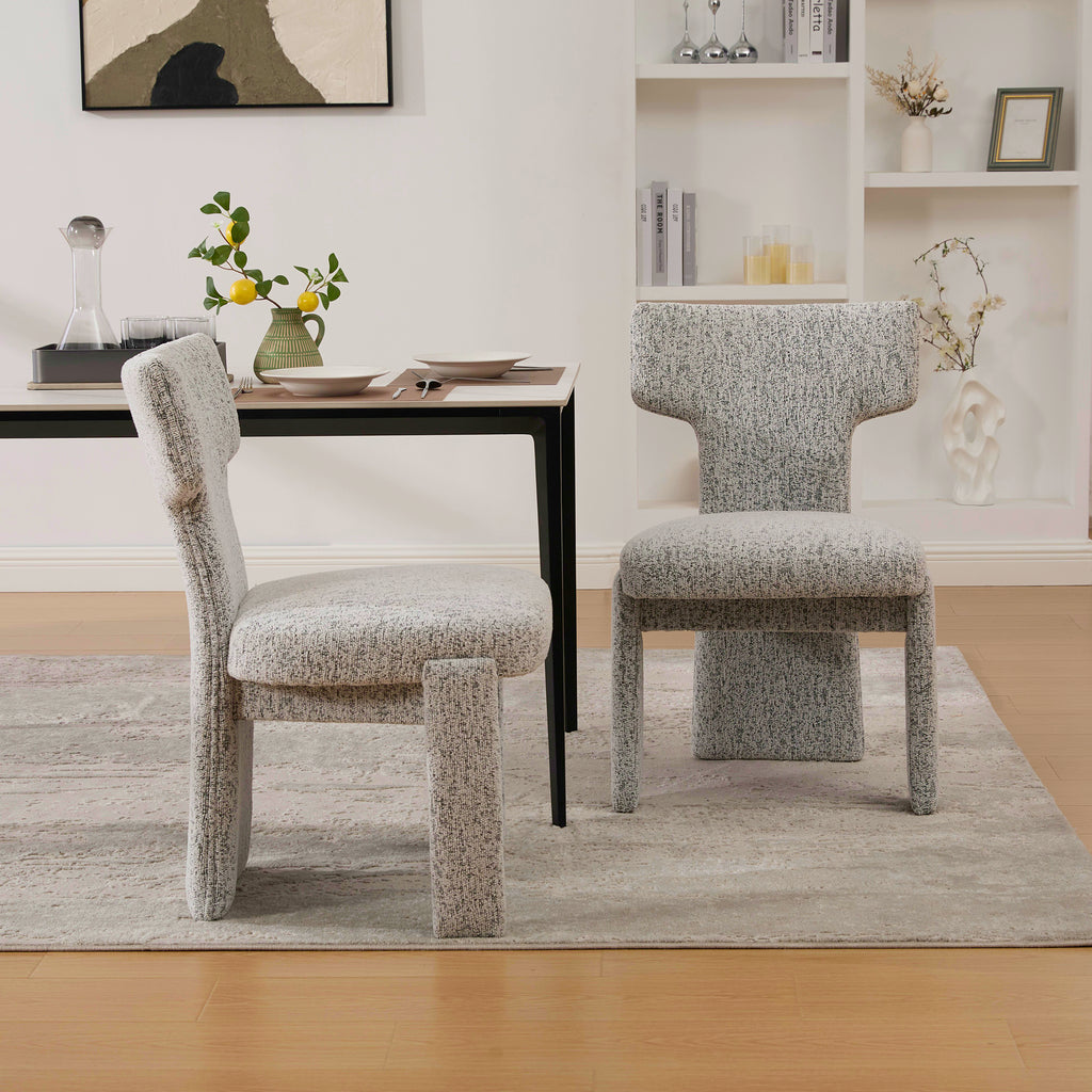 22.05" Wide Modern Upholstered Chenille Dining Chair Set of 2