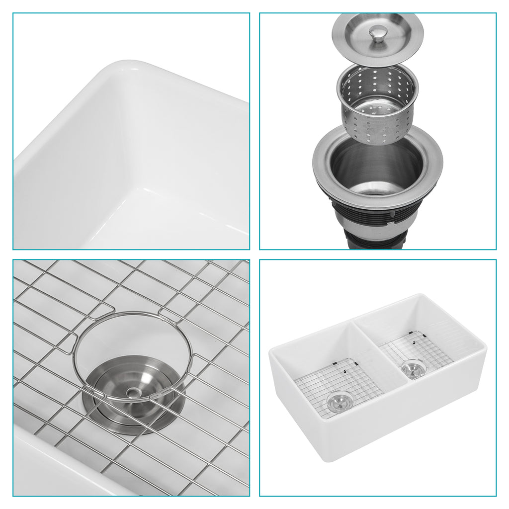 White Farmhouse Sink - 33 x 20 x 10 Inch