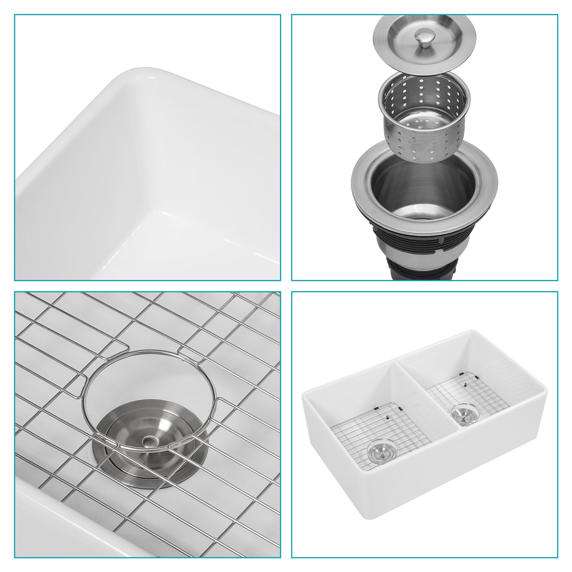 White Farmhouse Sink - 33 x 20 x 10 Inch