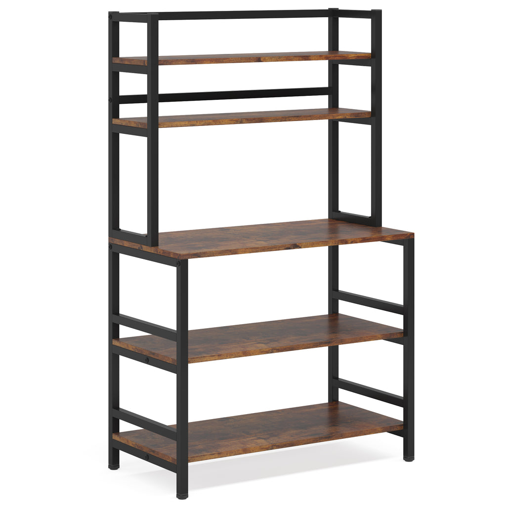 5-Tier Kitchen Bakers Rack with Hutch