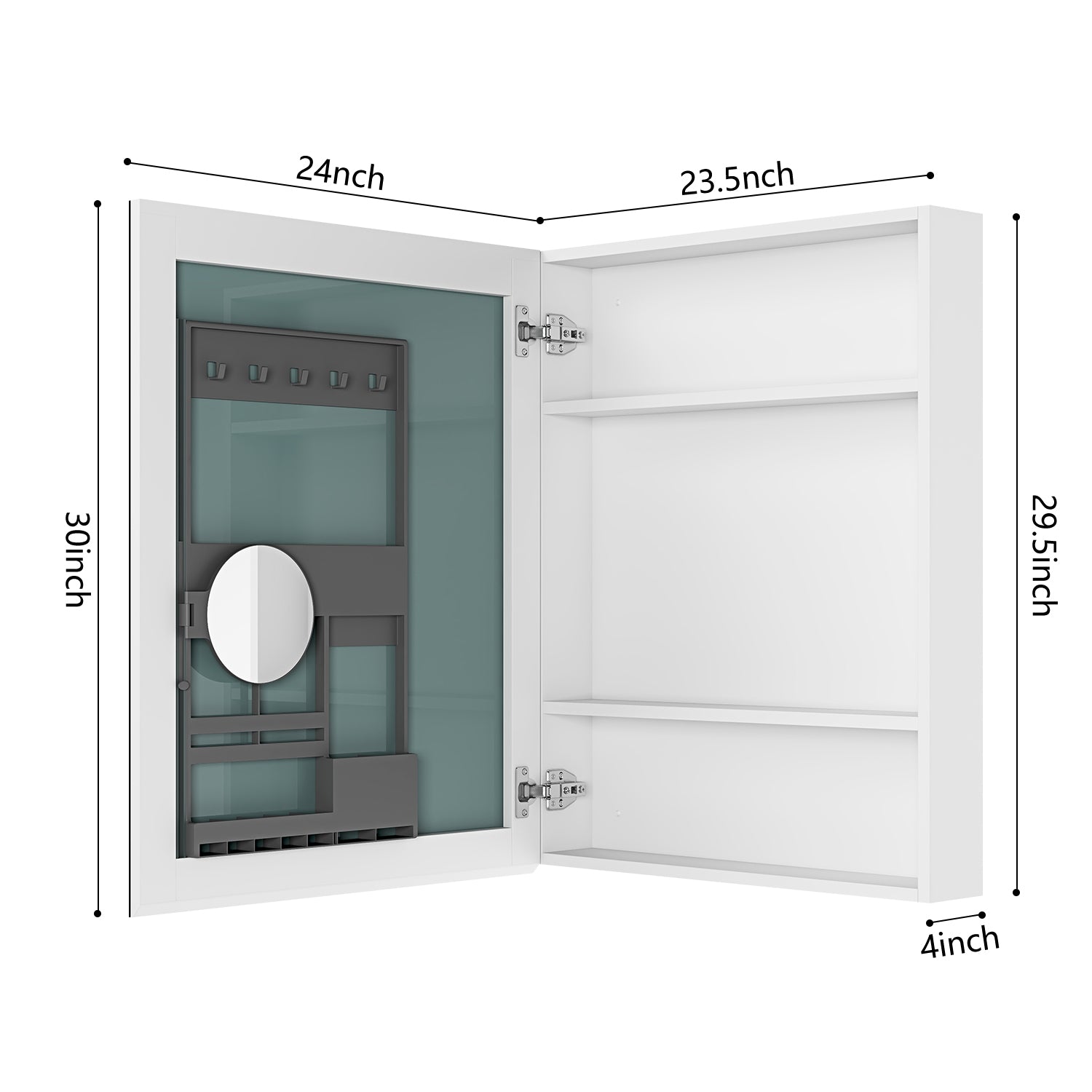 24'' W x 30'' H Surface Frameless Mirror Medicine Cabinet