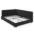 Full Size Upholstered Tufted Bed Frame - Black Velvet