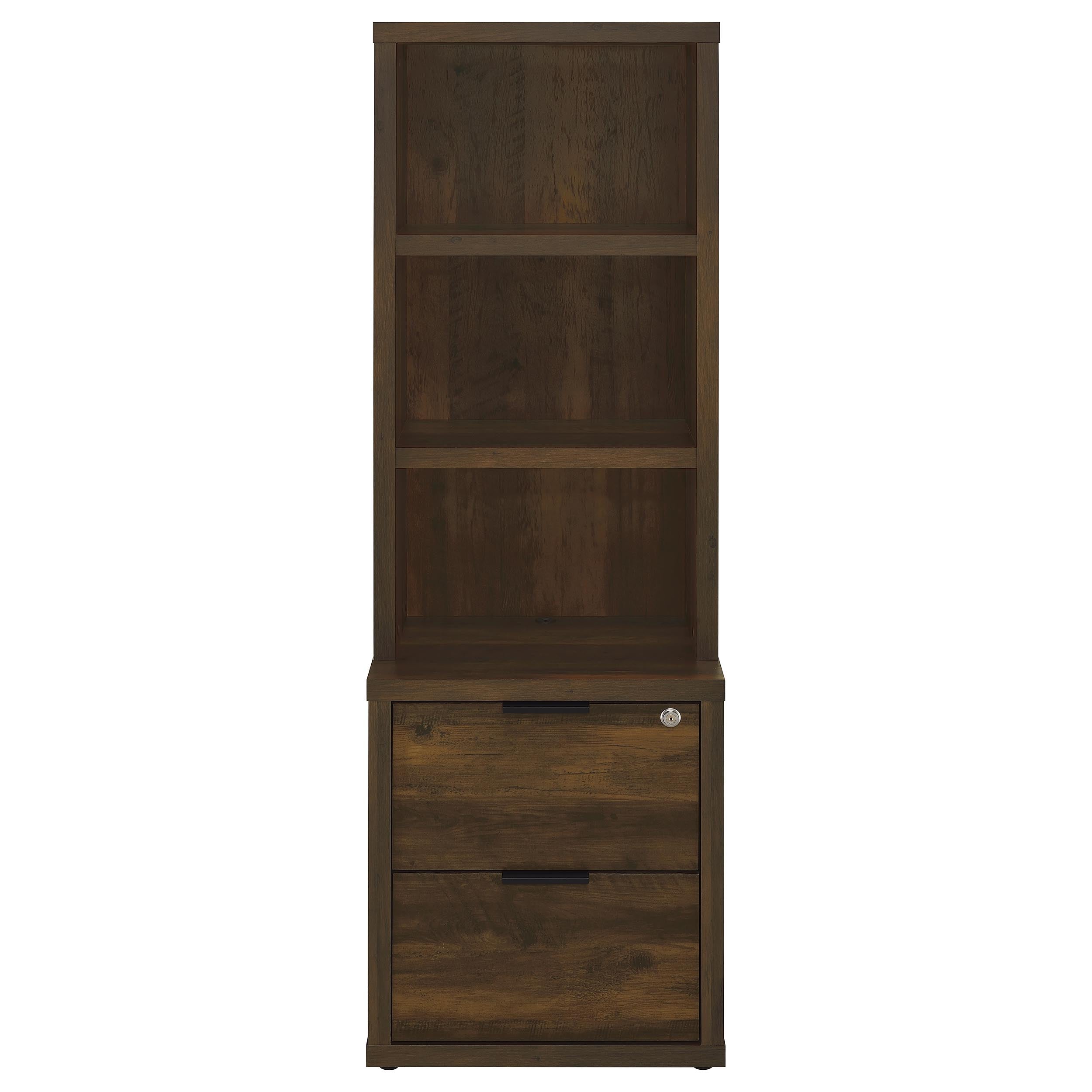Geary Dark Pine 3-Piece Wall Unit Bookcase Set with USB