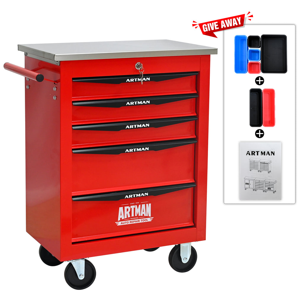 5 Drawers Multifunctional Tool Cart with Wheels