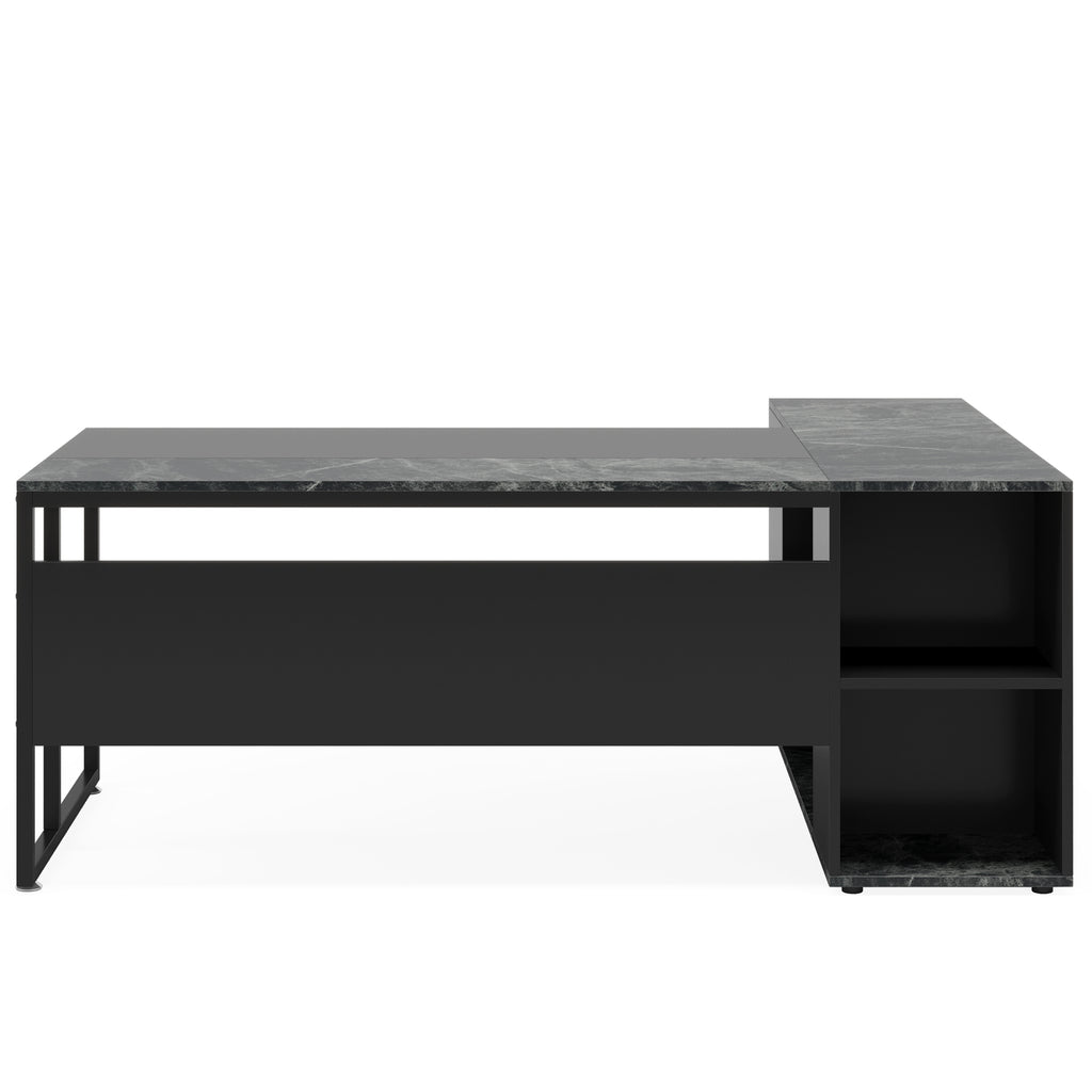 71" L-Shaped Executive Desk with Storage Cabinet & Shelves