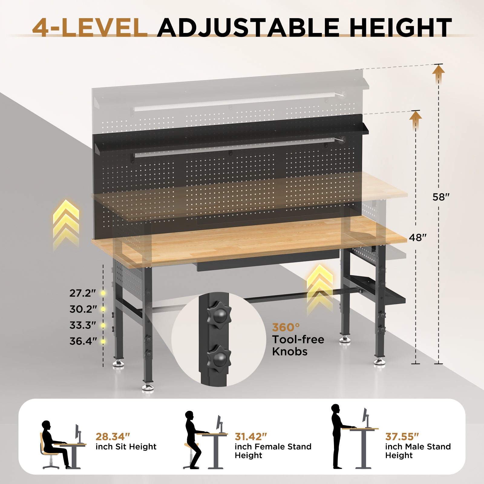 60" Workbench with Drawers