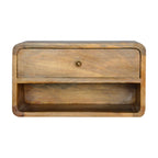 Solid Wood Floating Curve Open Slot, 1-Drawer Nightstand