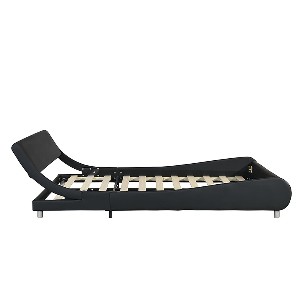 Faux Leather Upholstered Platform Bed Frame with LED Lighting