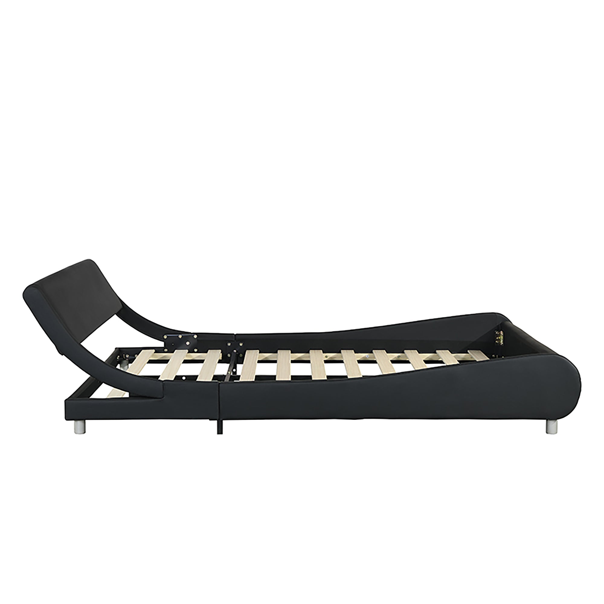 Faux Leather Upholstered Platform Bed Frame with LED Lighting