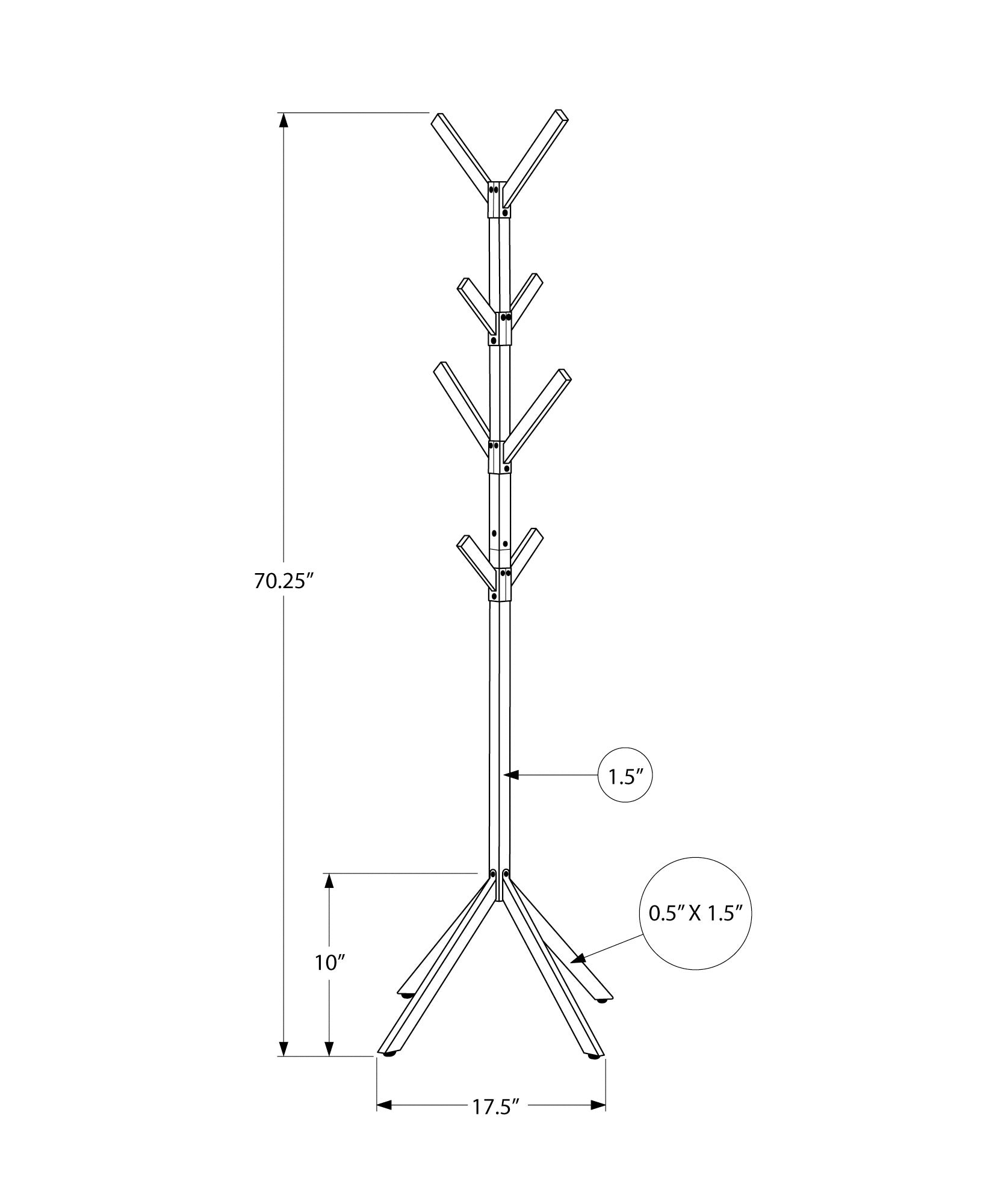 Coat Rack, Hall Tree, Free Standing, 8 Hooks, Entryway, 70"h, Bedroom