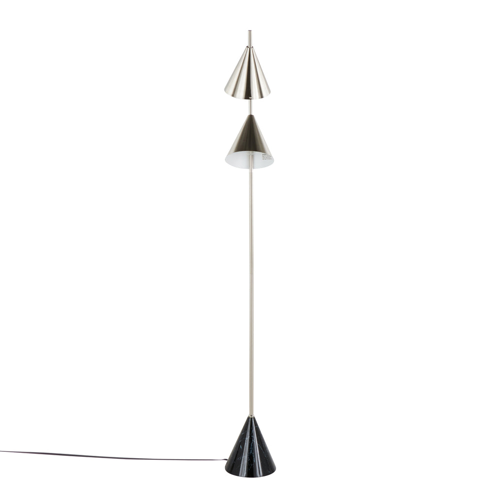 65" Contemporary Metal Floor Lamp in Plated Nickel