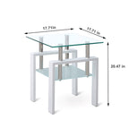 2 Pieces Tempered Glass End Table Set