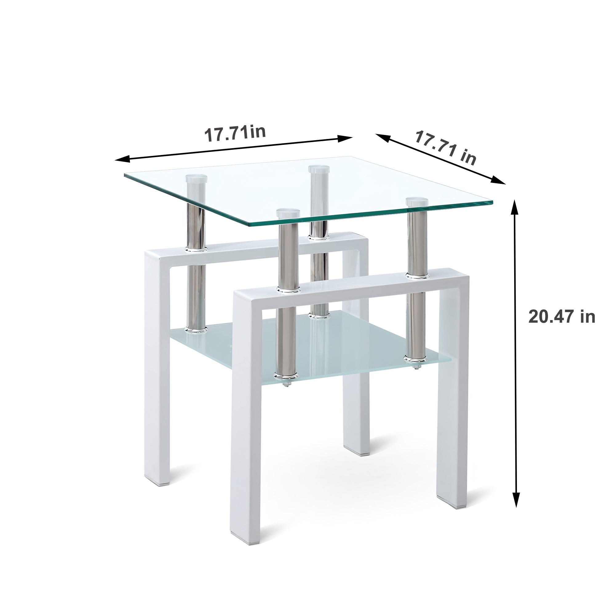 2 Pieces Tempered Glass End Table Set