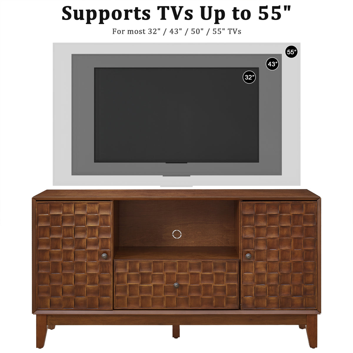 Mid-Century TV Stand for TVs Up to 55" with Storage Cabinet