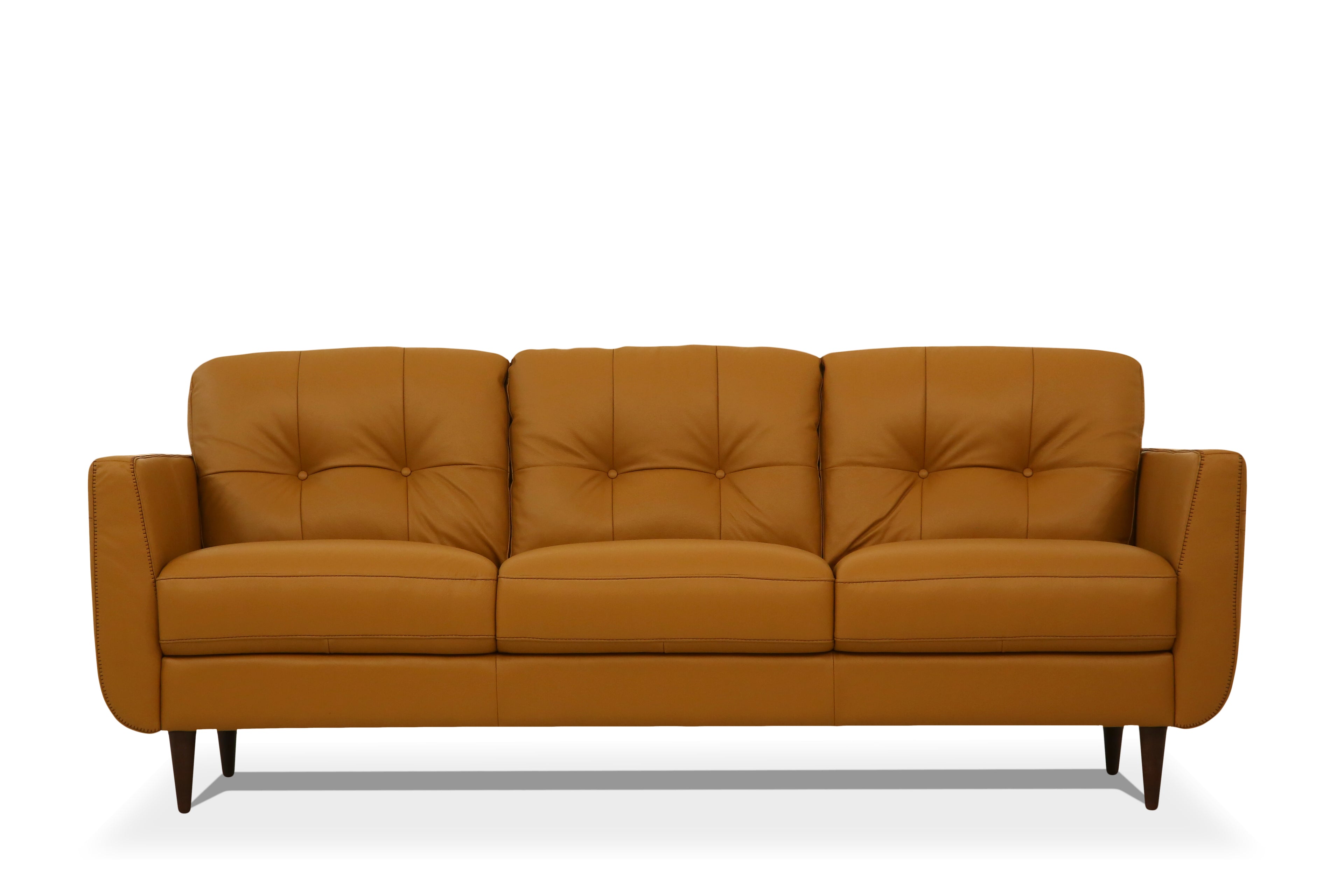 Radwan Camel Leather Sofa (Assembled)