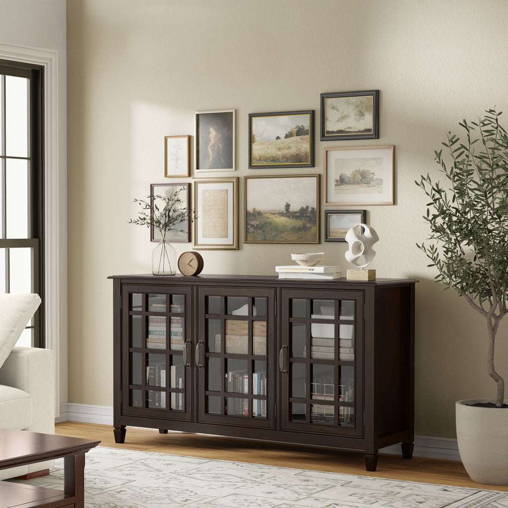 Connaught 60 Inch Wide Solid Wood Storage Cabinet Buffet in Chestnut