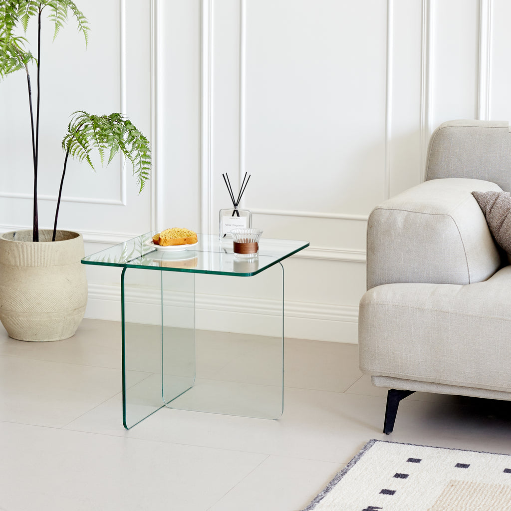 Tempered Clear Glass Side Table
