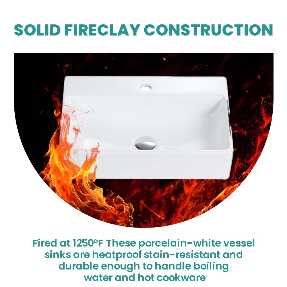 20"x14" Integrated Glossy White Ceramic Sink