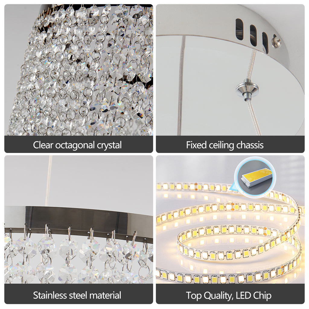 16-Inch Luxury Crystal LED Chandelier