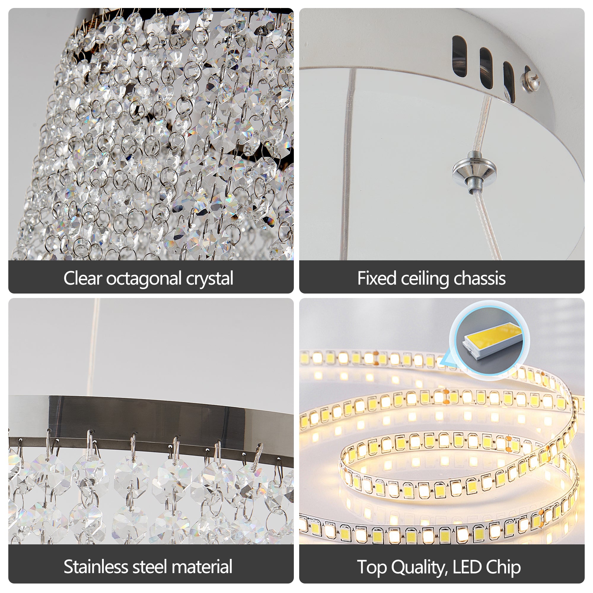 16-Inch Luxury Crystal LED Chandelier
