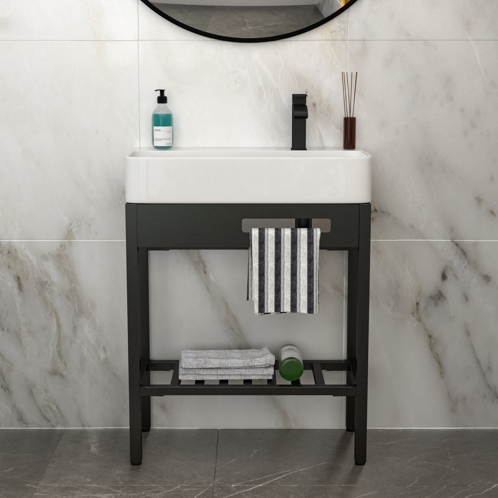 28" x 12" Vintage-Inspired Ceramic Console Sink with Built-in Washboard