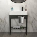 28" x 12" Vintage-Inspired Ceramic Console Sink with Built-in Washboard